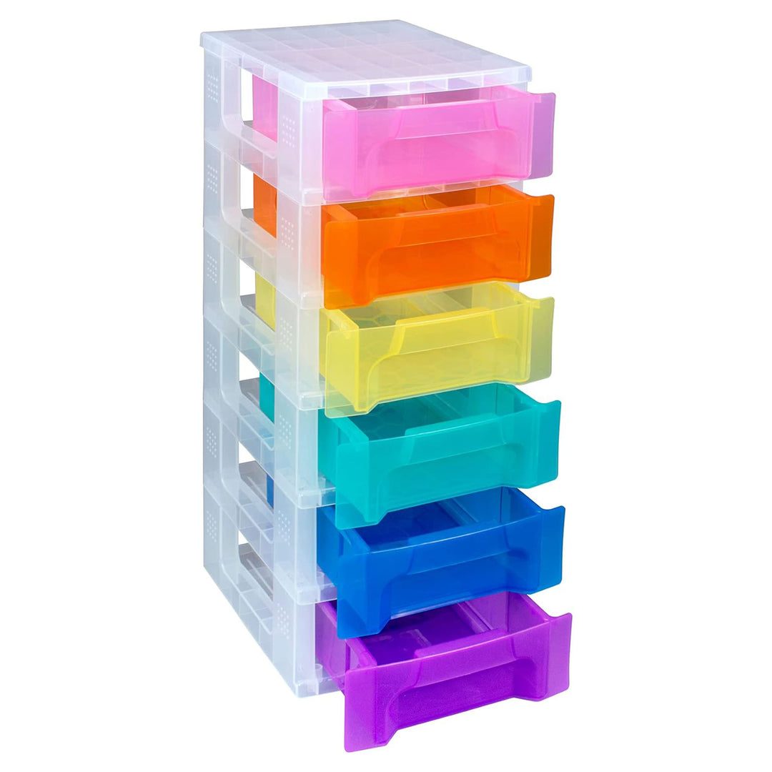 Really Useful Box Slimline 3.5 Litre Storage Tower Transparent Rainbow Drawer