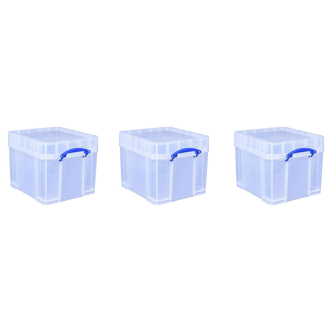 Really Useful Box 35 Liters Transparent Container w/Snap Lid, 3pk(Open Box)