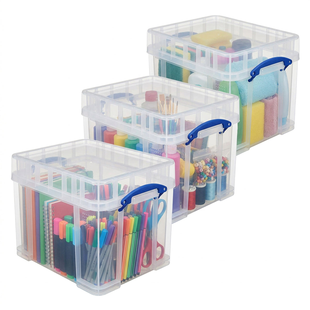 Really Useful Box 35 Liters Transparent Container w/Snap Lid, 3pk(Open Box)