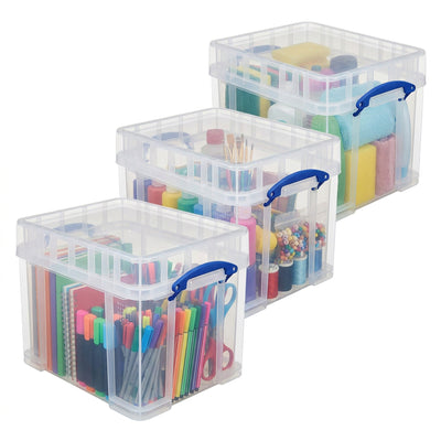 Really Useful Box 35 Liters Transparent Container w/Snap Lid, 3pk(Open Box)