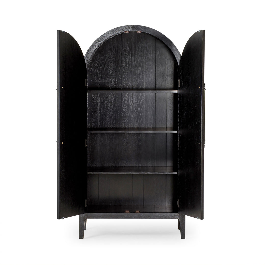 Maven Lane Selene Classical Wooden Cabinet in Antiqued Black Finish