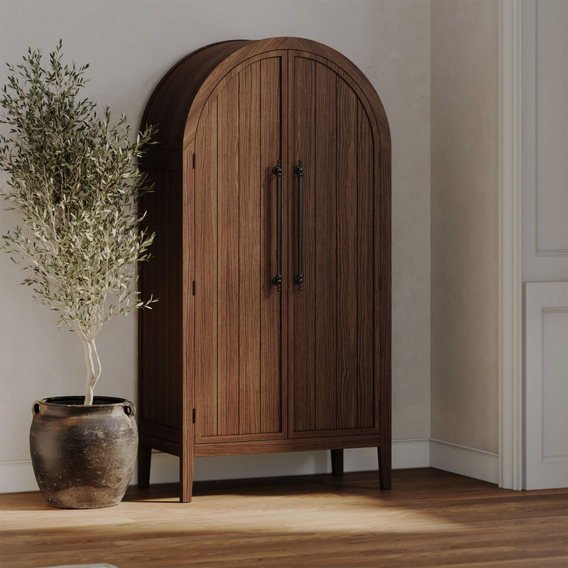 Maven Lane Selene Classical Wooden Cabinet in Antiqued Brown Finish