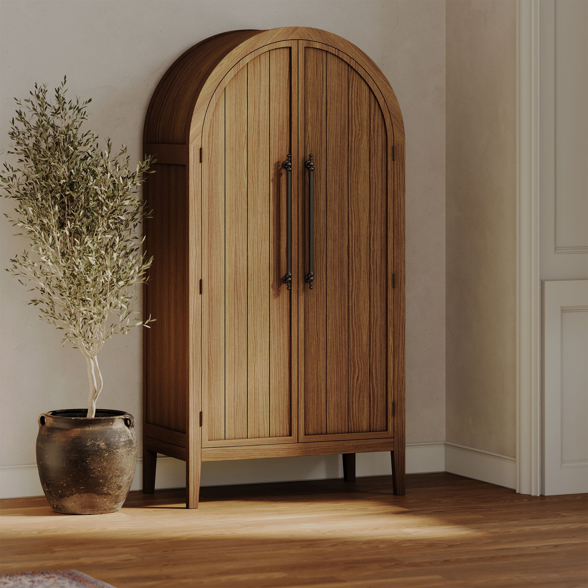 Maven Lane Selene Classical Wooden Cabinet in Antiqued Natural Finish (Open Box) - VMInnovations