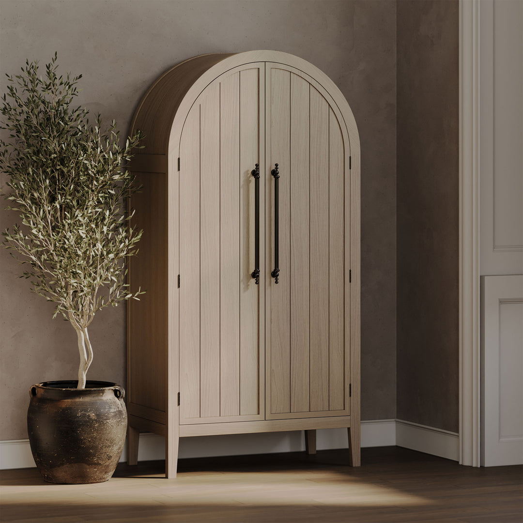 Maven Lane Selene Classical Wooden Cabinet in Antiqued White Finish (Open Box) - VMInnovations