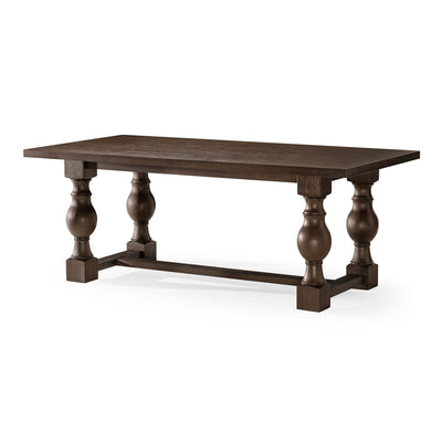 Leon Classical Wooden Dining Table in Antiqued Brown Finish - VMInnovations