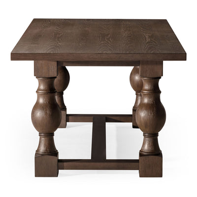 Leon Classical Wooden Dining Table in Antiqued Brown Finish - VMInnovations