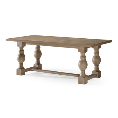 Leon Classical Wooden Dining Table in Antiqued Grey Finish - VMInnovations