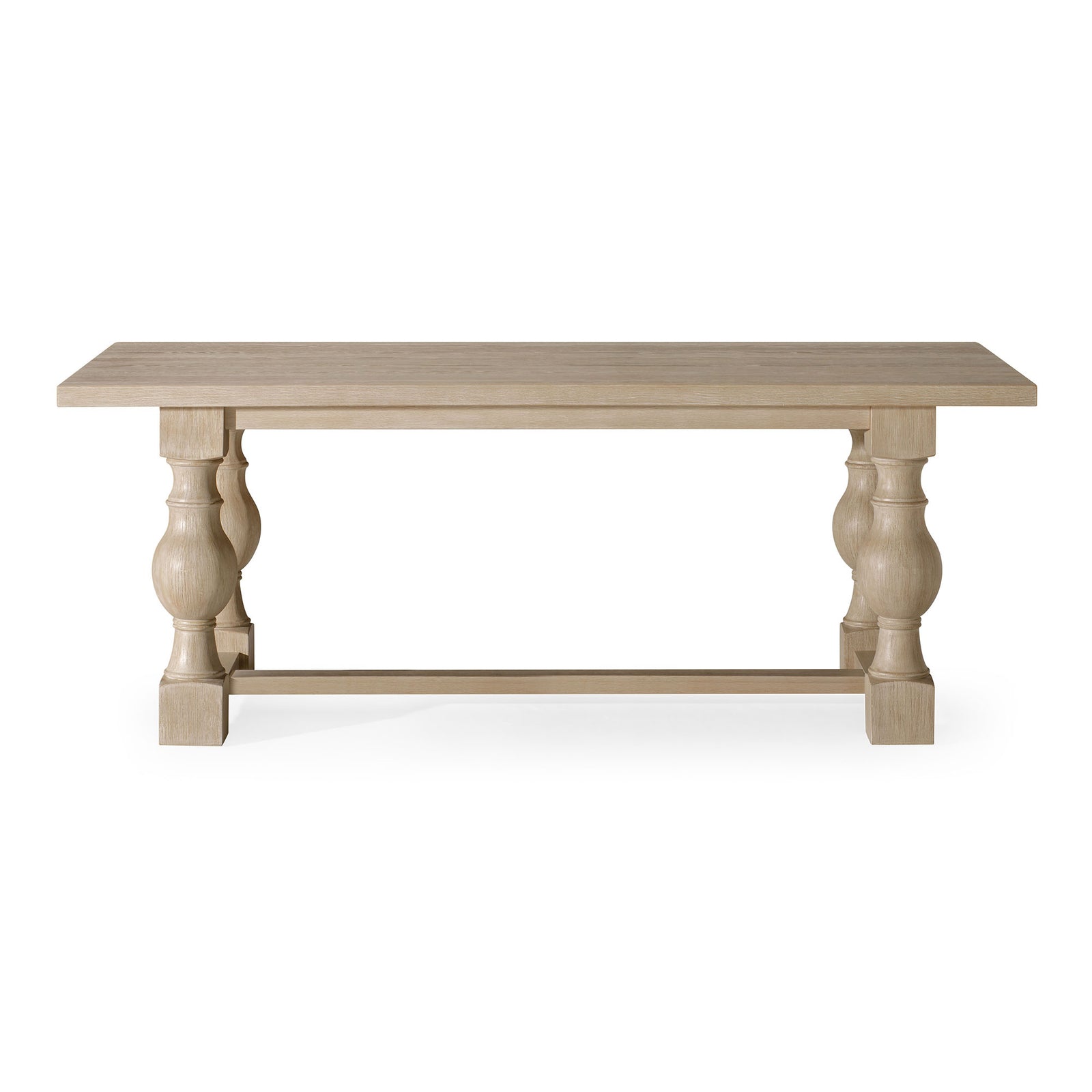 Leon Classical Wooden Dining Table in Antiqued White Finish - VMInnovations