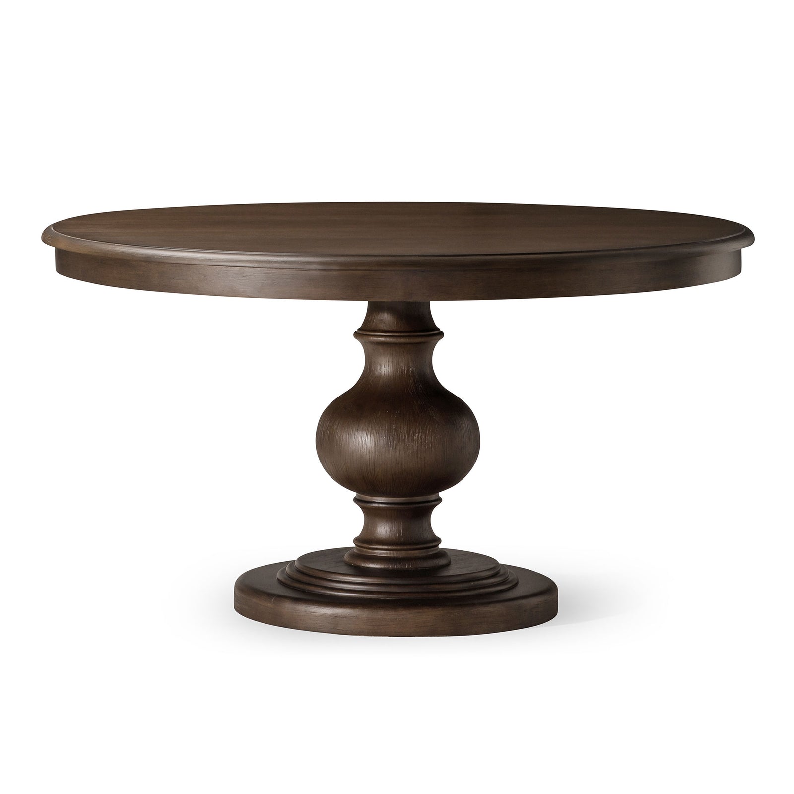 Maven Lane Traditional Round Wooden Dining Table, Antiqued Brown Finish (Used) - VMInnovations