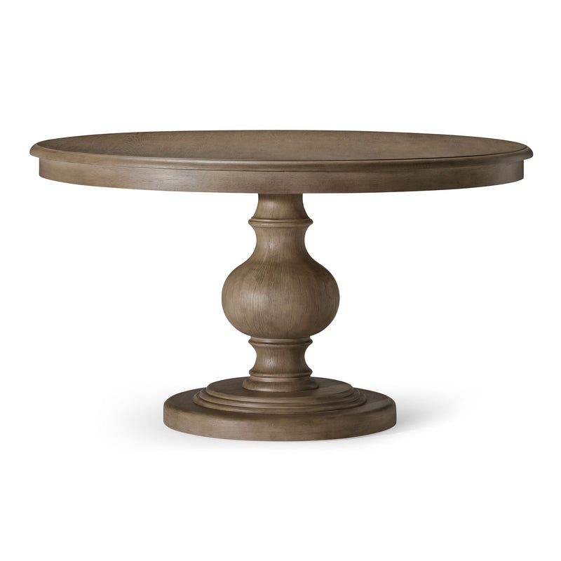 Maven Lane Zola Traditional Round Wooden Dining Table in Antiqued Grey Finish