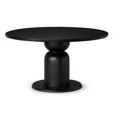 Maven Lane Mila Contemporary Round Wooden Dining Table in Refined Black Finish