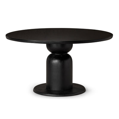 Mila Contemporary Round Wooden Dining Table in Refined Black Finish - VMInnovations