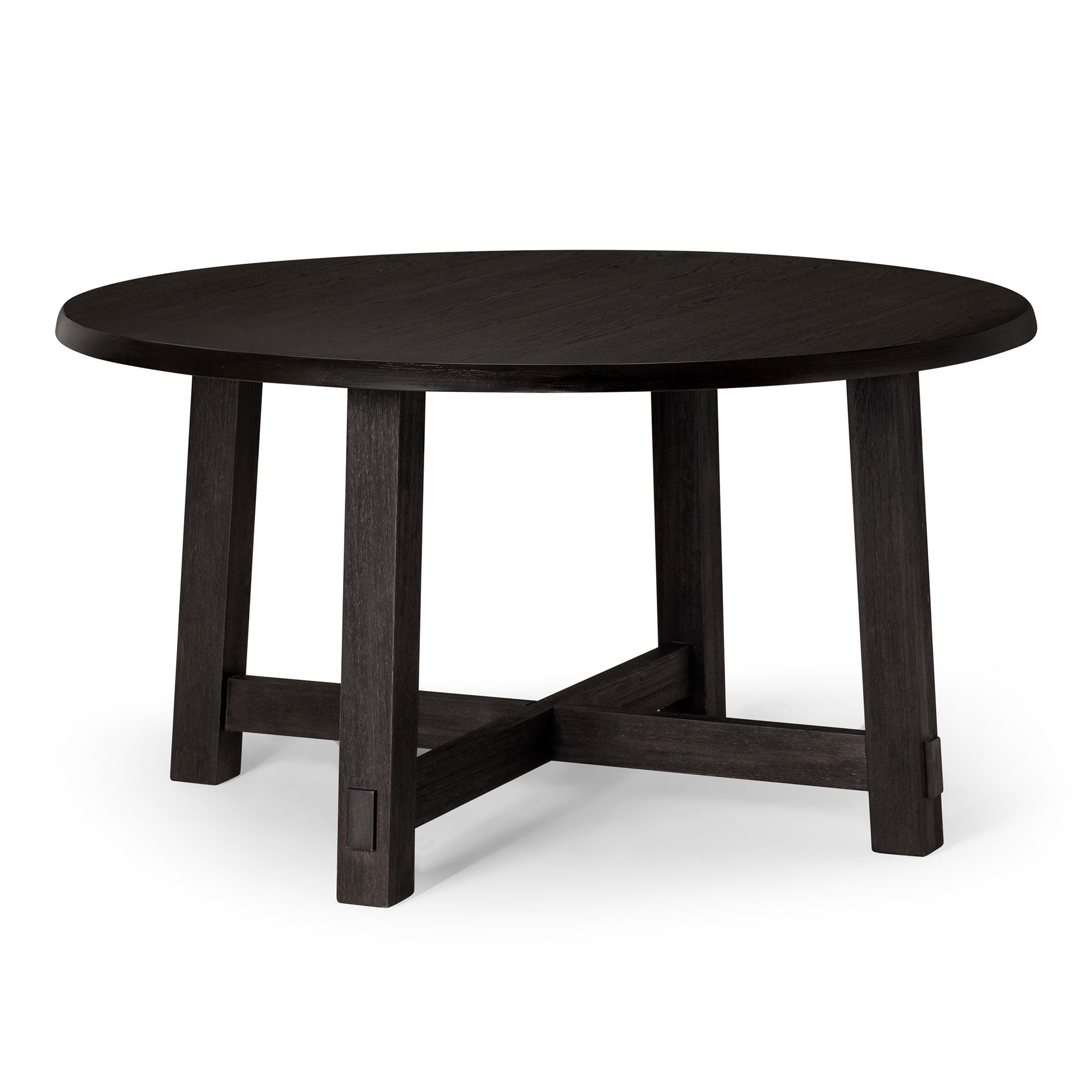 Maven Lane Sasha Round Wooden Dining Table in Weathered Black Finish (Used) - VMInnovations