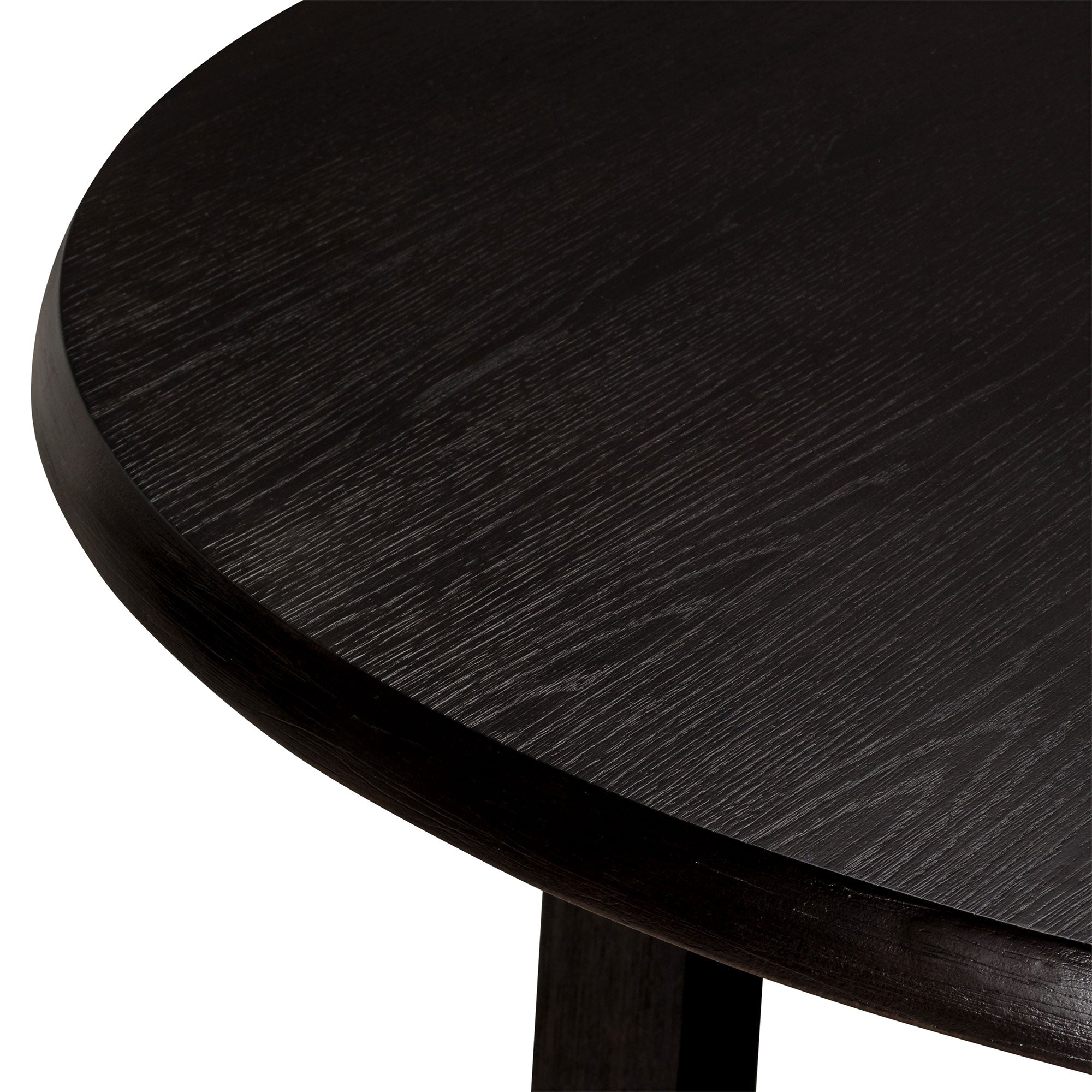 Sasha Organic Round Wooden Dining Table in Weathered Black Finish - VMInnovations
