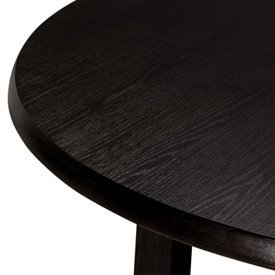 Sasha Organic Round Wooden Dining Table in Weathered Black Finish - VMInnovations