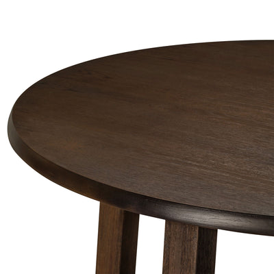 Maven Lane Sasha Round Wooden Dining Table in Weathered Brown Finish