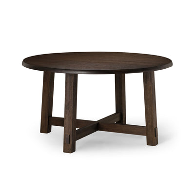 Maven Lane Sasha Round Wooden Dining Table in Weathered Brown Finish