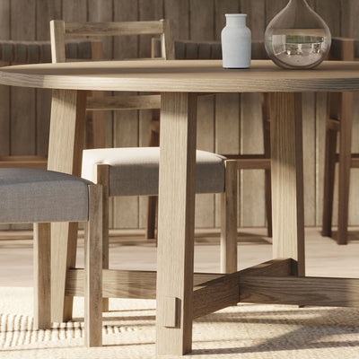 Sasha Organic Round Wooden Dining Table in Weathered Grey Finish - VMInnovations