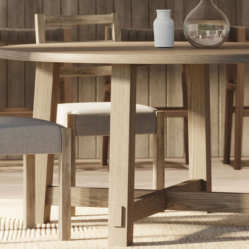 Maven Lane Sasha Round Wooden Dining Table in Weathered Grey Finish