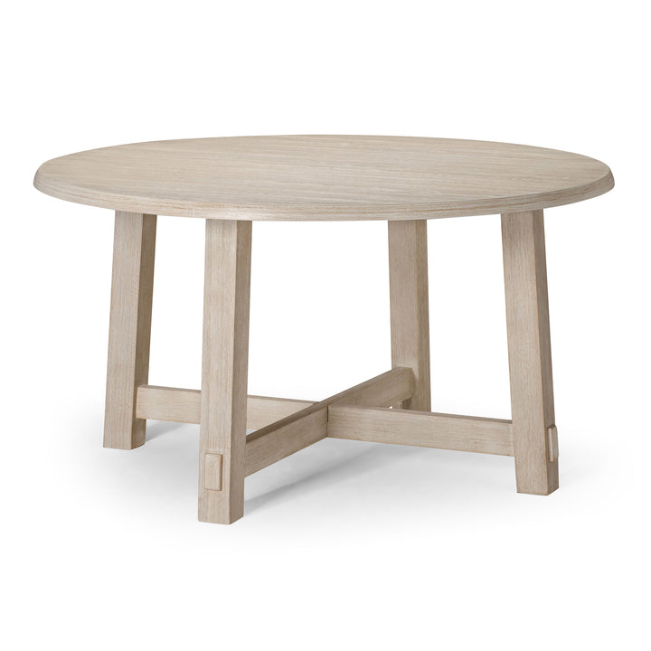 Maven Lane Sasha Round Wooden Dining Table in Weathered White Finish