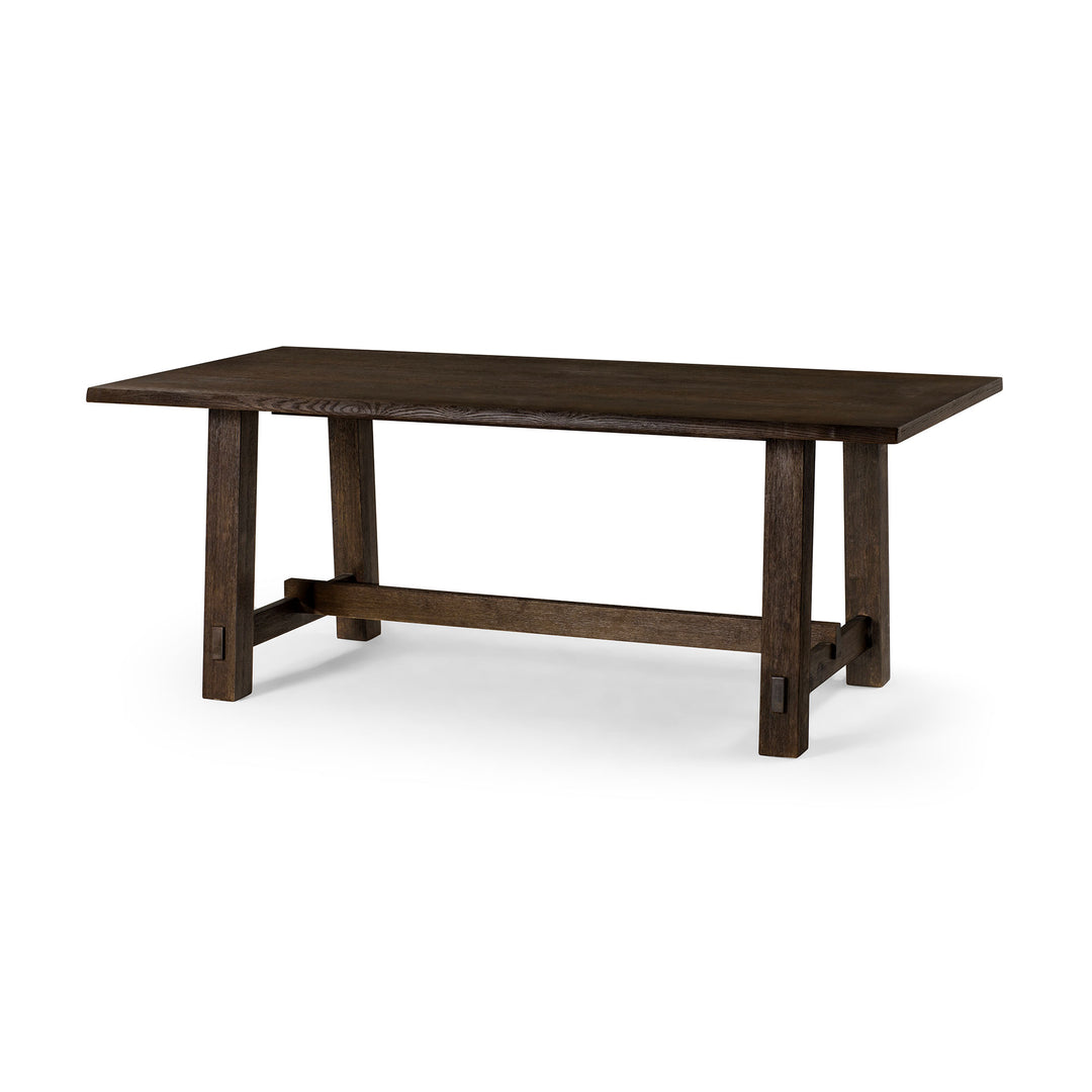 Maven Lane Yves Rectangular Wooden Dining Table in Weathered Brown Finish (Used) - VMInnovations