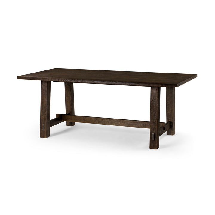 Maven Lane Yves Rectangular Wooden Dining Table in Weathered Brown Finish (Used) - VMInnovations