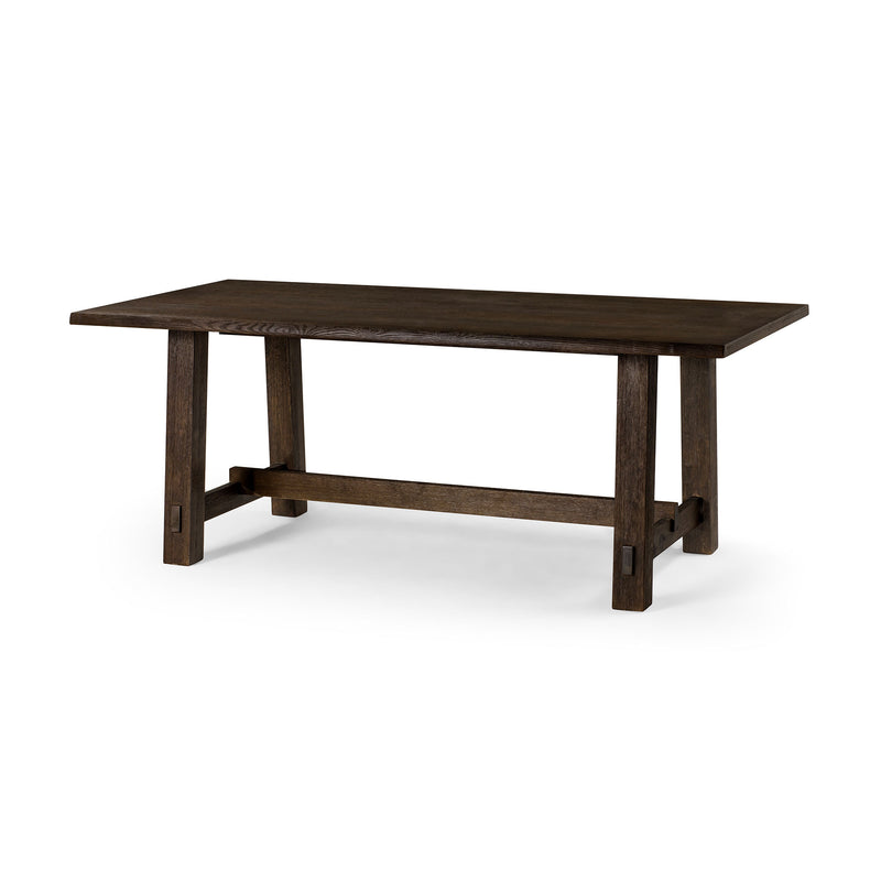 Maven Lane Yves Rectangular Wooden Dining Table in Weathered Brown Finish