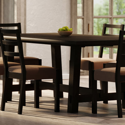 Maven Lane Yves Rectangular Wooden Dining Table in Weathered Brown Finish - VMInnovations