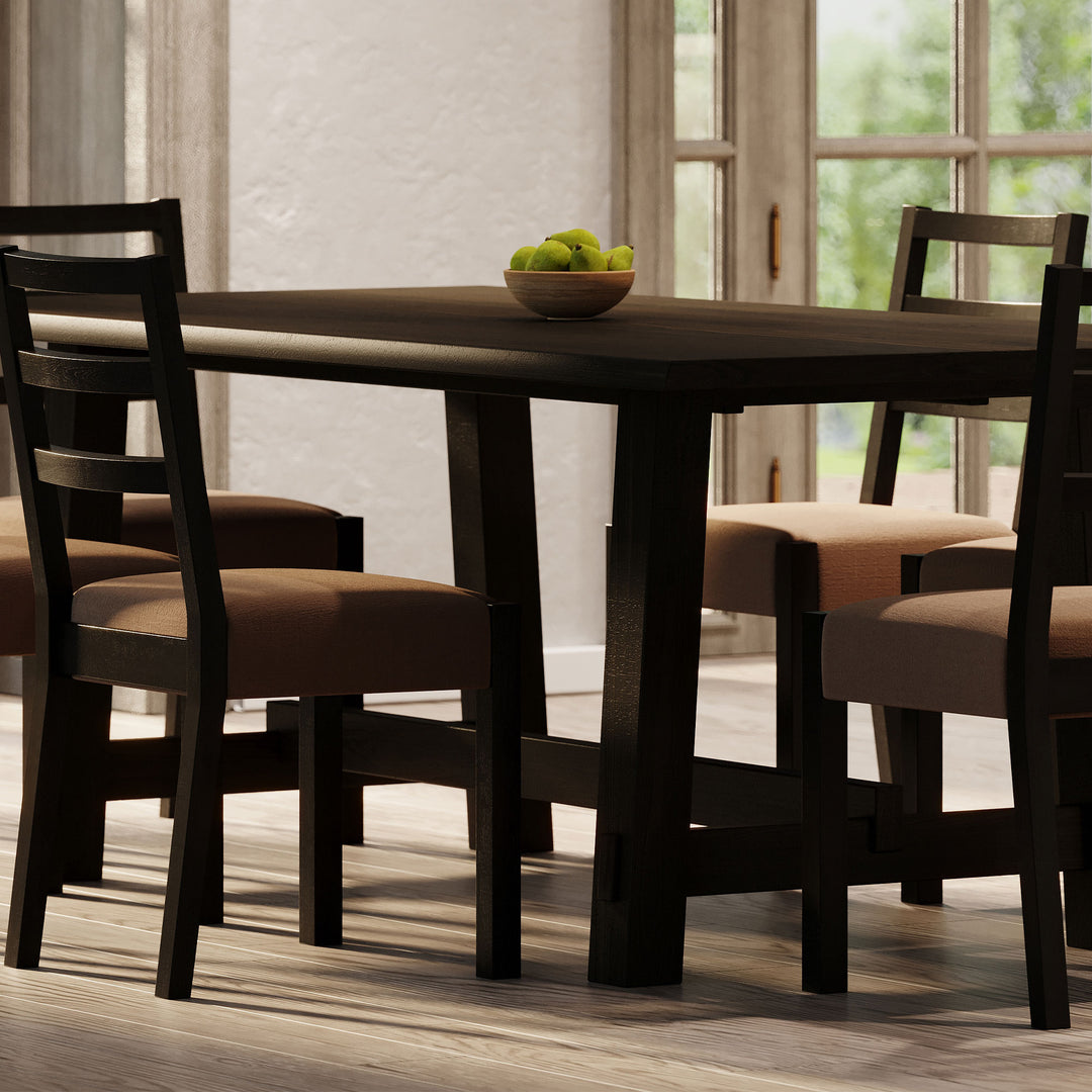 Yves Organic Rectangular Wooden Dining Table in Weathered Brown Finish