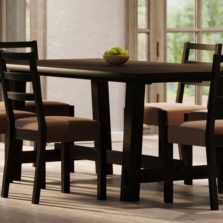 Yves Organic Rectangular Wooden Dining Table in Weathered Brown Finish