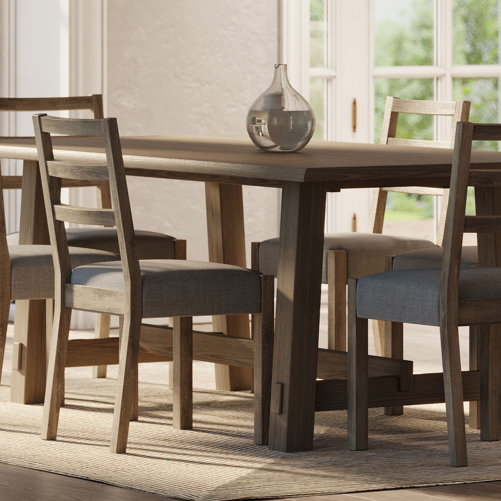 Maven Lane Yves Wooden Dining Table in Weathered Grey Finish (Damaged)