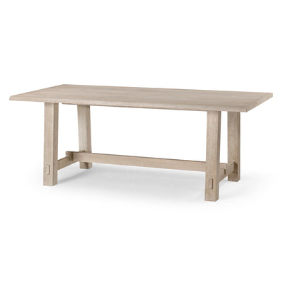 Maven Lane Yves Rectangular Wooden Dining Table in Weathered White Finish - VMInnovations