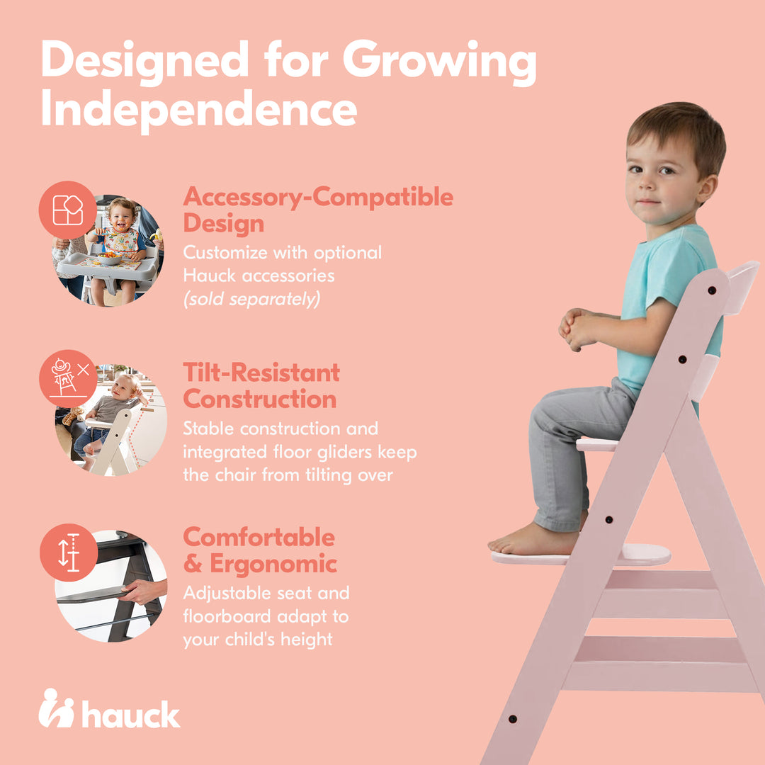 hauck Alpha+ Grow Along Seat, Adjustable Wooden Chair, Beechwood, Rose Finish - VMInnovations