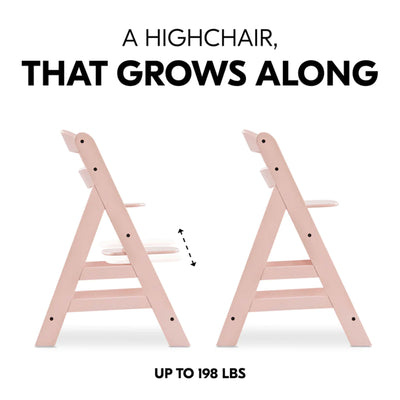 hauck Alpha+ Grow Along Adjustable Wooden Highchair, Beechwood, Rose Finish