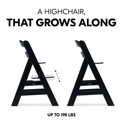 hauck Alpha+ Grow Along Adjustable Wooden Highchair, Beechwood, Black Finish