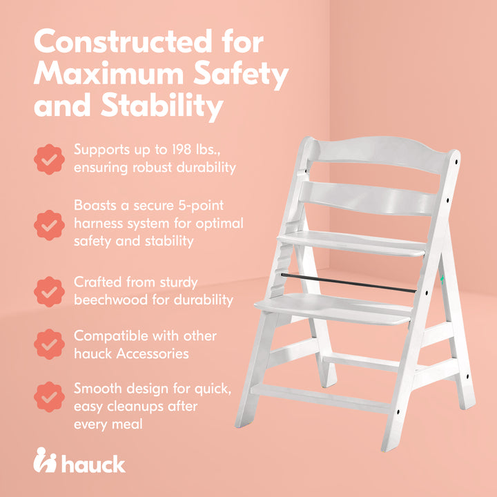hauck Alpha+ Grow Along Adjustable Wooden Highchair, Beechwood, (Open Box)