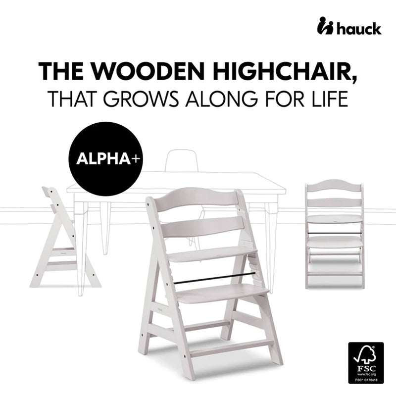hauck Alpha+ Grow Along Adjustable Wooden Highchair, Beechwood, Creme Finish