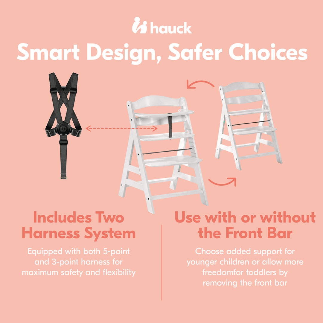 hauck Alpha+ Grow Along Adjustable Wooden Highchair, Beechwood, (Open Box)