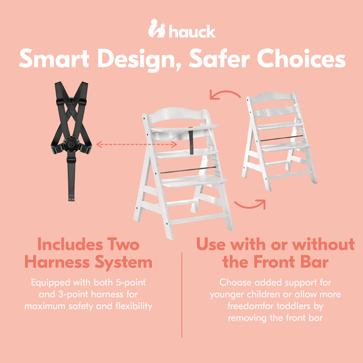 hauck Alpha+ Grow Along Adjustable Wooden Highchair, Beechwood, (Open Box)