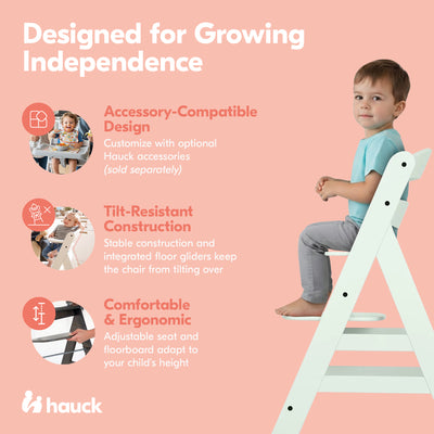 hauck Alpha+ Grow Along Adjustable Wooden Highchair, Beechwood, Mint (Open Box) - VMInnovations