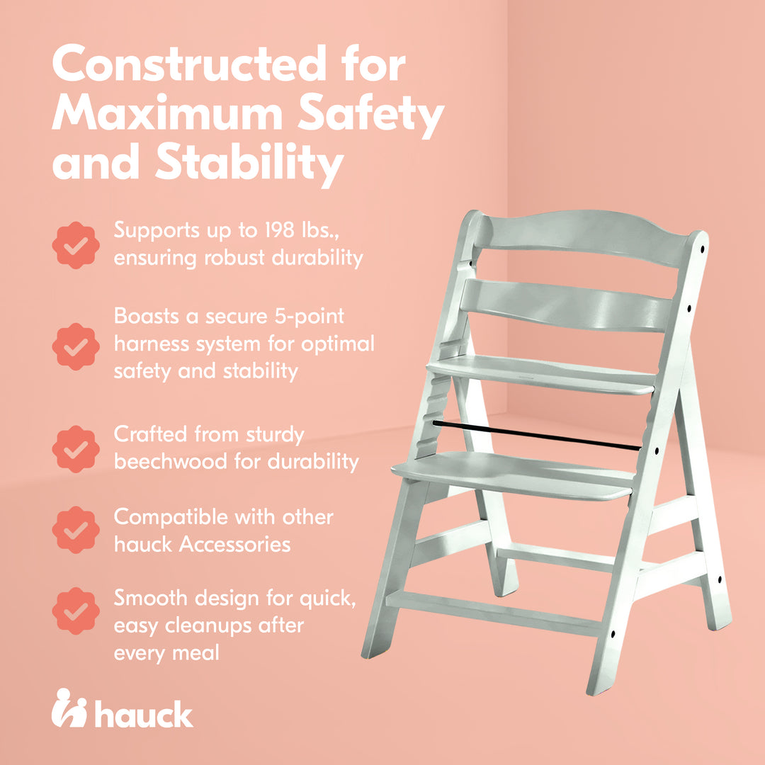 hauck Alpha+ Grow Along Adjustable Wooden Highchair, Beechwood, Mint Finish