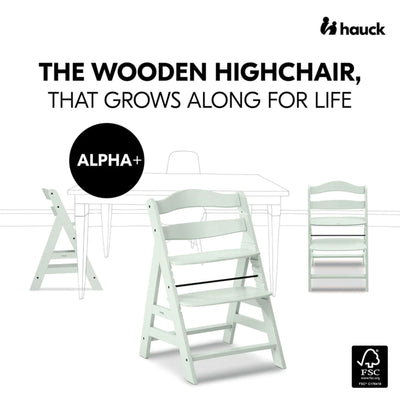 hauck Alpha+ Grow Along Adjustable Wooden Highchair, Beechwood, Mint Finish