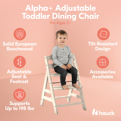hauck Alpha+ Grow Along Seat, Adjustable Wooden Chair, Beechwood, Vanilla Finish - VMInnovations