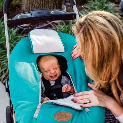 CozyBaby Original Infant Car Seat Cover w/ Dual Zippers & Elastic Edge, Teal - VMInnovations
