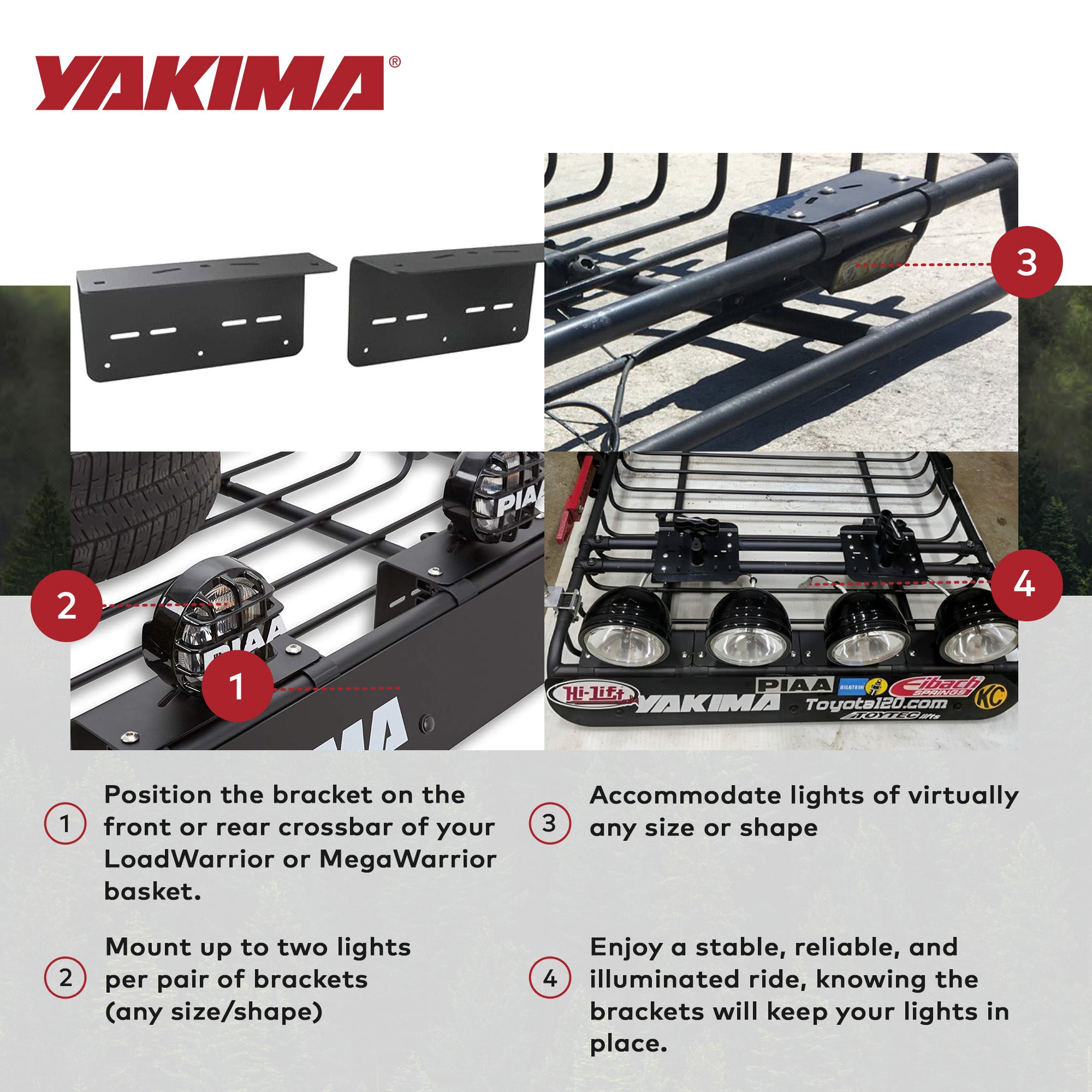 Yakima Light Brackets Heavy Duty Steel Light Mount for Warrior Baskets(Open Box)
