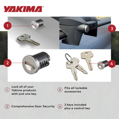 Yakima Car Rack System Component SKS Lock Cylinder Core Kit with Key (6 Pack) - VMInnovations