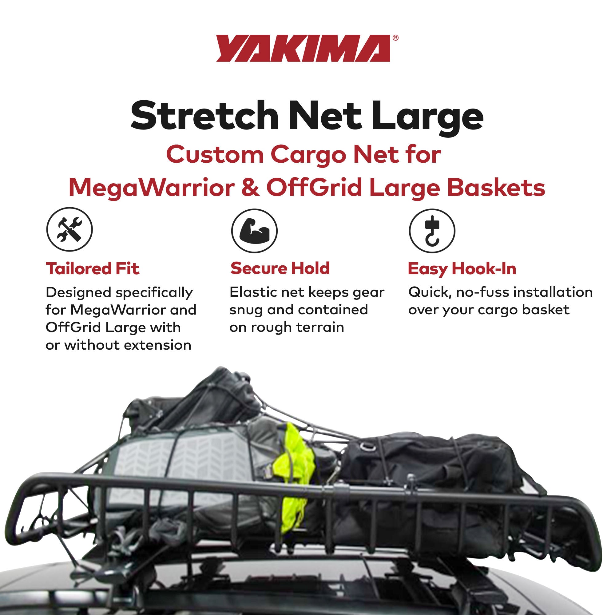 YAKIMA Cargo Roof Basket Stretch Net for MegaWarrior & OffGrid Baskets(Open Box) - VMInnovations