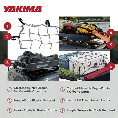YAKIMA Cargo Roof Basket Stretch Net for MegaWarrior & OffGrid Baskets(Open Box) - VMInnovations