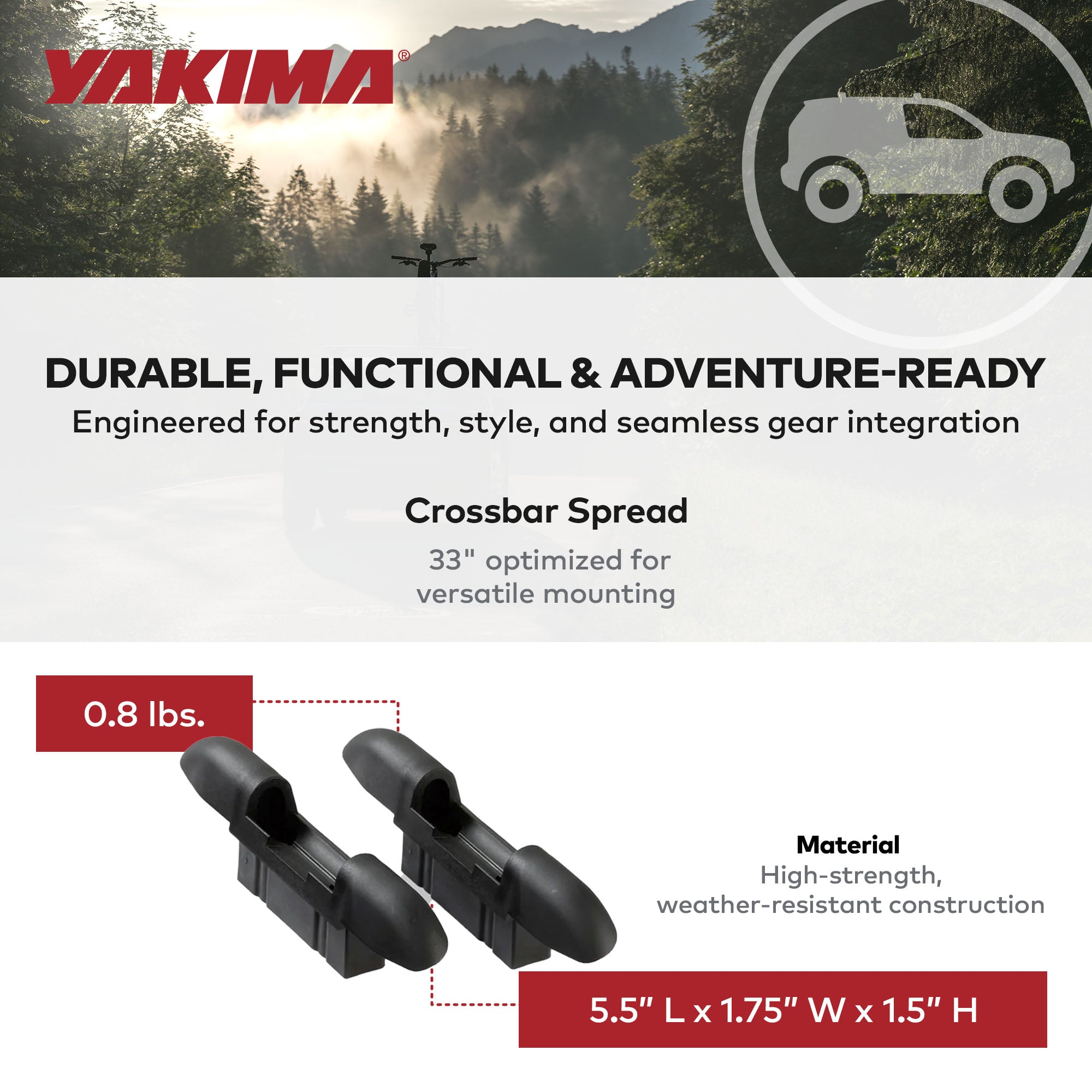 YAKIMA Landing Pad 8, Fixed Point Roof Mounts for 2002-2006 Honda CR-V, Set of 2 - VMInnovations