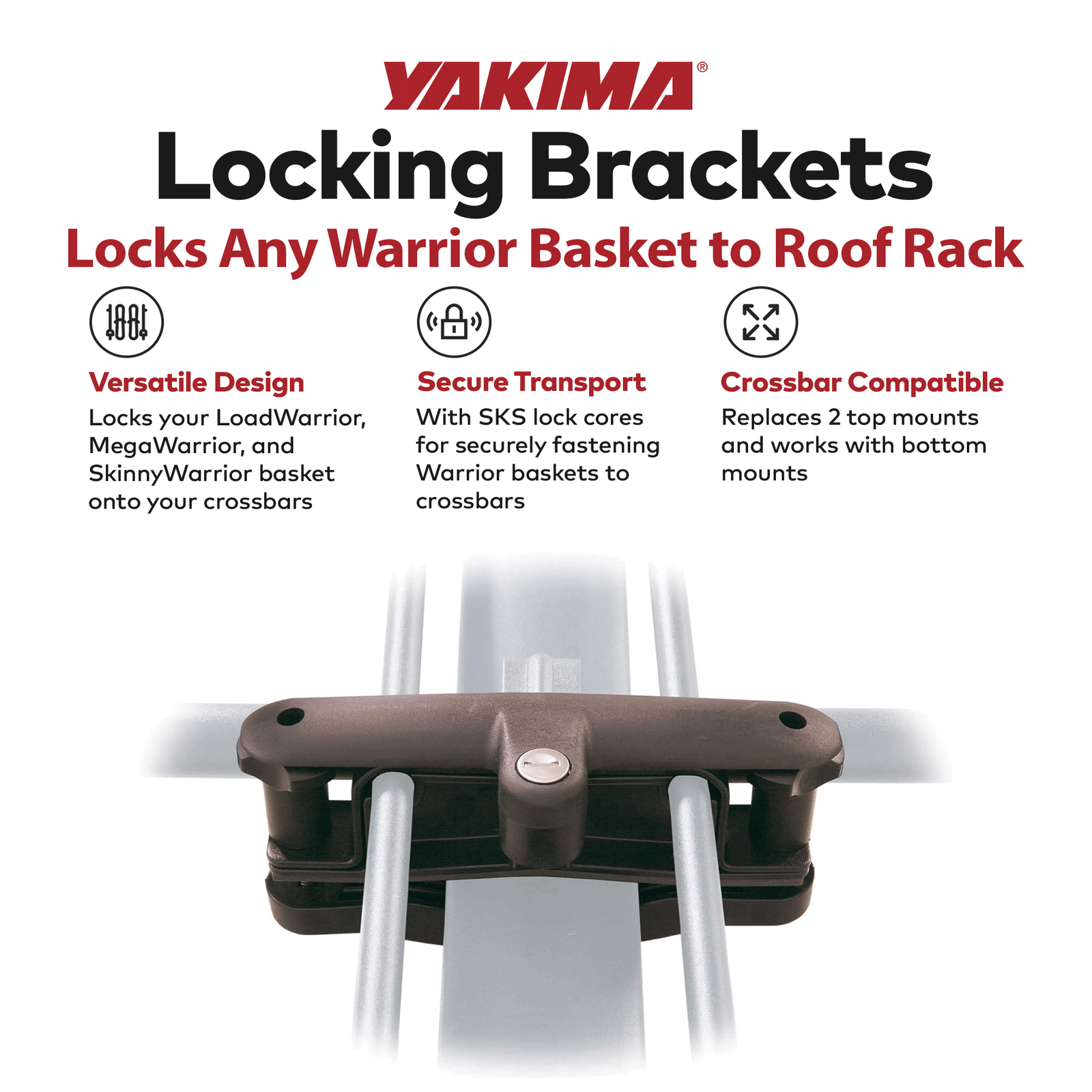 YAKIMA Locking Brackets for Securing Rooftop Cargo Warrior Baskets, Set of 2 - VMInnovations